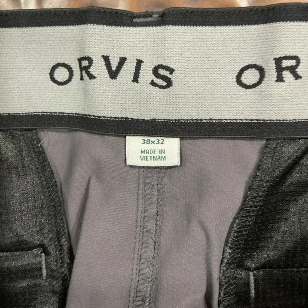 Orvis Hiking Pants Mens 38x32 Flat Front, Gray, Fishing, Outdoor, Gorpcore